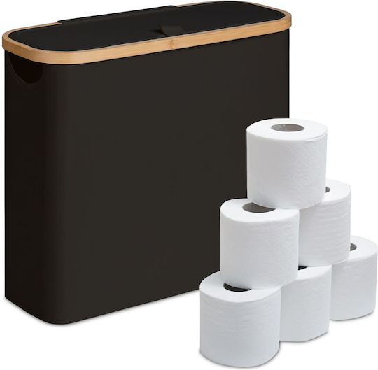 Relaxdays Floor-Standing Plastic Toilet Paper Holder Black 4052025854331