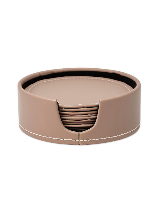 Ankor Round Artificial Leather Coasters with Pi...