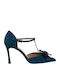 Blue Suede Heels with Strap