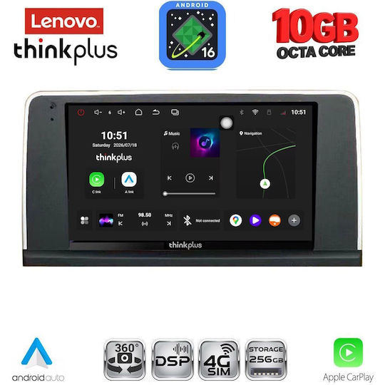 Lenovo Sistem Audio Auto pentru BMW Seria 3 / X2 / X6 2012-2018 (Bluetooth/USB/WiFi/GPS/Apple-Carplay/Android-Auto) cu Ecran Tactil de 9"