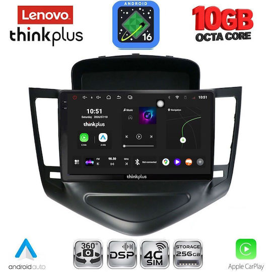 Lenovo Auto-Audiosystem für BMW X2 / X6 Chevrolet Cruze 2008–2012 (Bluetooth/USB/WiFi/GPS/Apple CarPlay/Android Auto) mit 9"-Touchscreen