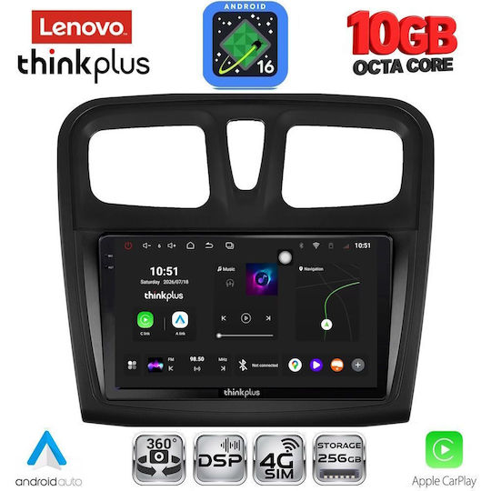 Lenovo Auto-Audiosystem für BMW X2 / X6 Dacia Logan / Sandero 2012–2019 (Bluetooth/USB/WiFi/GPS/Apple CarPlay/Android Auto) mit 9-Zoll-Touchscreen