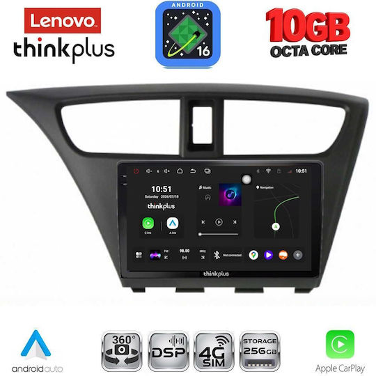 Lenovo Auto-Audiosystem für BMW X2 / X6 Honda Civic 2012–2016 (Bluetooth/USB/WiFi/GPS/Apple CarPlay/Android Auto) mit 9-Zoll-Touchscreen