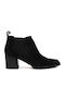 Schwarze Damen-Wildleder-Stiefeletten mit mittelhohem Absatz