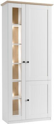 Bücherregal mit LED Tivteu 105 Eiche, Mattweiß 83x38x201 cm