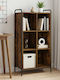 Bibliotecă din lemn de stejar afumat 57x33x111 cm