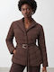 Short Women's Winter Jacket Brown