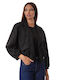 Crop-Wildleder Damenjacke für den Winter Schwarz