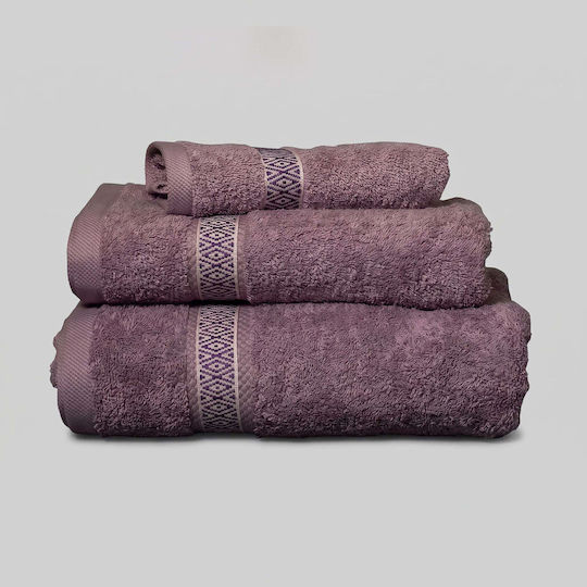 White Fabric Sasha Purple Hand Towel 550gsm