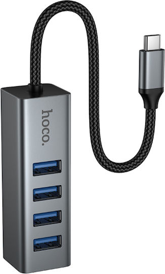 Hoco HB1C 4-Port USB 3.0 Hub with USB-C Connection Grey