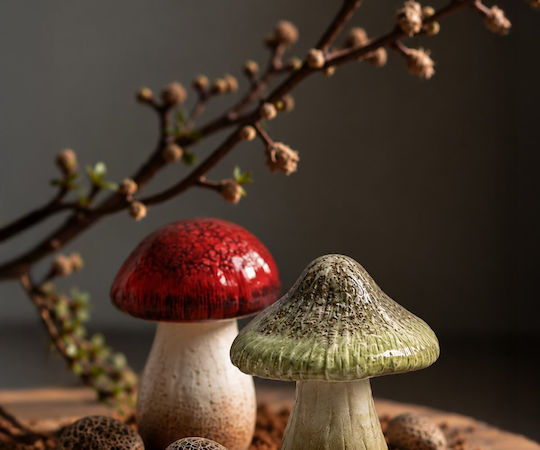 Pilz Keramik Glasur 8.4x7.9x9.5cm Grün Kaeming