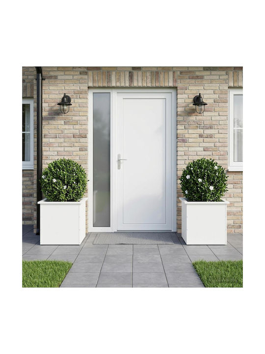 vidaXL Set of 2 Metal Planter Boxes White 50x48 cm