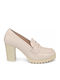 Pumps aus Lackleder mit Chunky Hohem Absatz Beige WD-YL248-27LF-BEIGE
