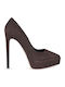 Suede Brown High Heel Pumps