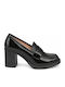 Patent Leather Pumps with Chunky Mid Heel Black WD-YL255-27LF-BLACK