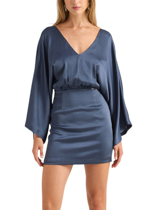 Enzzo Rochie Mini din Satin Albastru Royal