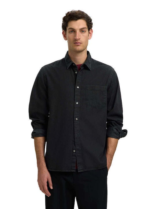 Selected Cămașă Denim Neagră cu Mâneci Lungi
