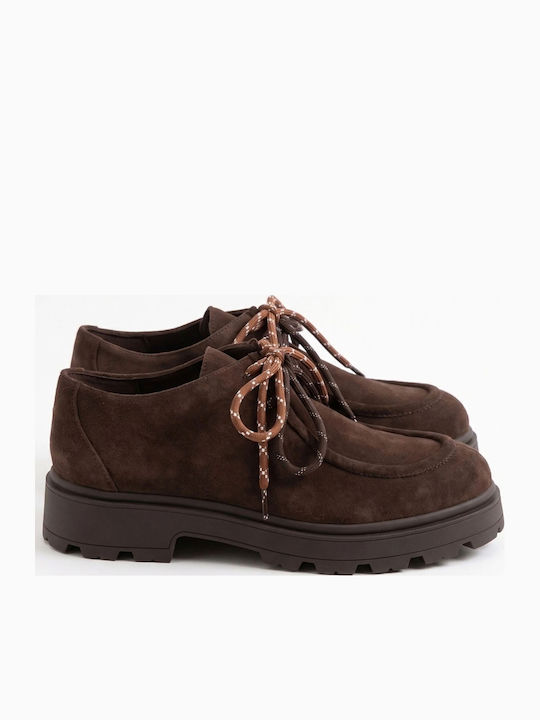 Suede Γυναικεία Loafers σε Καφέ Χρώμα