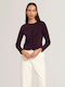 Short Women's Knitted Cardigan with Buttons Purple