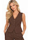 Women's Brown Vest WB-61997-27VE-Brown