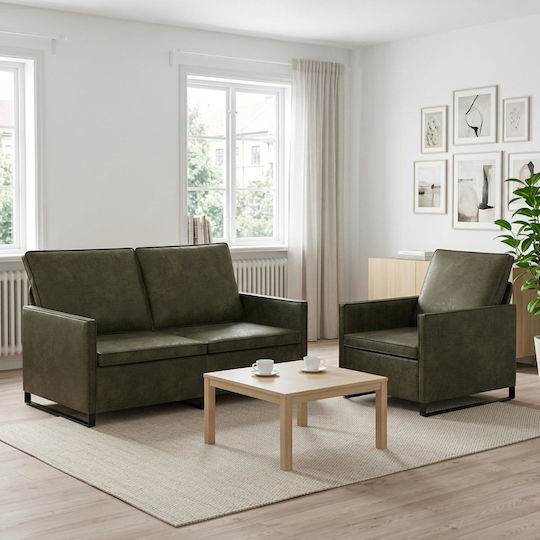 Set Mobilier de Living Canapea cu 2 Locuri și Fotoliu