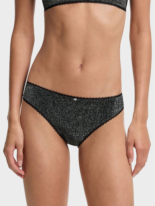 Damen-String mit Spitze Schwarz
