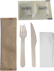 Set De Tacâmuri Ambalat cu 5 Piese, Din Lemn, Cu Film Hârtie Șervețel 27x33 74091 Set De Tacâmuri Ambalat cu 5 Piese, Din Lemn, Cu Film Hârtie Șervețel 27x33 74091