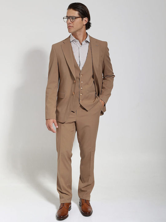 Men's Suit with Vest Camel