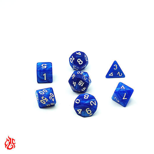 Set de Zaruri Albastre cu Numere Albe, cu Săculeț, RPG Dungeons & Dragons Pathfinder Wargames