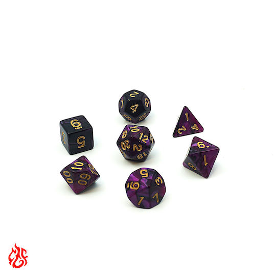 Set de Zaruri în Două Culori Mov și Negru cu Săculeț Set de Zaruri Acrilice RPG Dungeons & Dragons Pathfinder Wargames