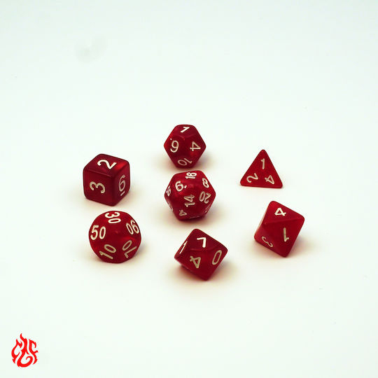Set de Zaruri Roșii cu Numere Albe, Săculeț, RPG Dungeons & Dragons Pathfinder Wargames