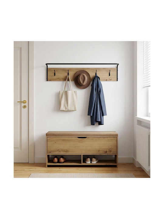 vidaXL Cuier de Perete din Lemn Maro 100x25x30cm