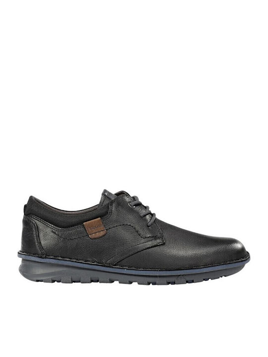 Fluchos Black Leather Men's Casual Shoes
