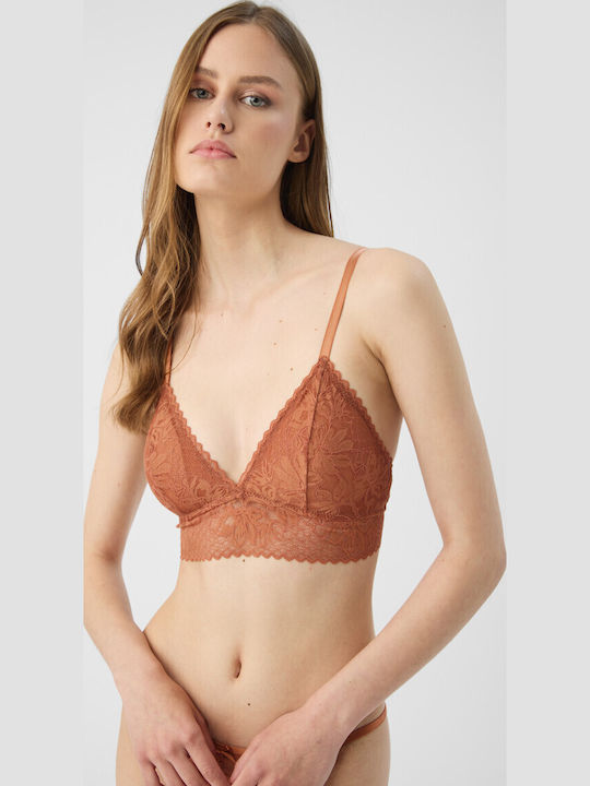 Triangular Women's Bralette with Removable Padding in Terracotta Shade