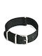 Mertzios.gr Schwarzes Nato-Uhrenarmband aus Stoff 20 mm