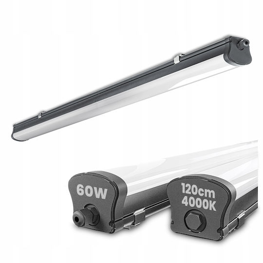 Eurolamp Corp de Iluminat Liniar LED de Plafon 60W Alb Natural IP65 116 cm