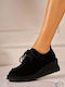 Valawi Suede Γυναικεία Oxfords σε Μαύρο Χρώμα