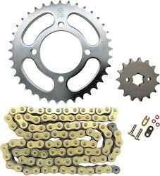 Верига и зъбни колела 428HRO 37 зъба 15 зъба Yamaha Crypton 105 Златна O-Ring JT Черно и златно Верига и зъбни колела 428HRO 37 зъба 15 зъба Yamaha Crypton 105 Златна O-Ring JT Черно и златно