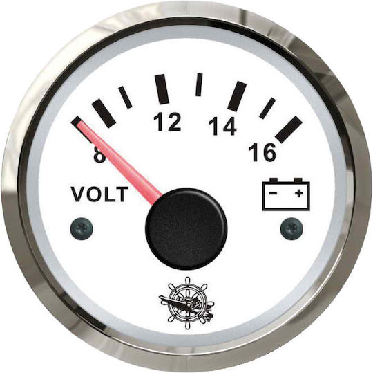 Όργανο Ελέγχου Βολτόμετρο Λευκό Inox 8-32v