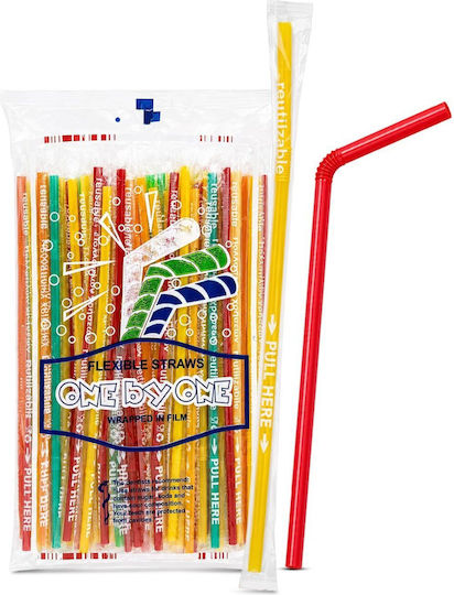 Reusable Plastic Flexible Straws 100 Pieces 24x0.5cm Homie 1011204 P4a