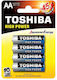 Toshiba Toshiba Hochleistungs-Alkaline-Batterien AΑ (4 Stück)