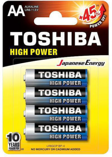 Toshiba Toshiba Hochleistungs-Alkaline-Batterien AΑ (4 Stück)