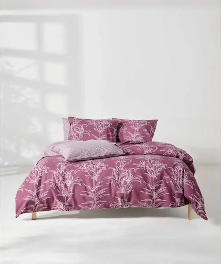 Kentia Saporo King Size Bed Sheet Set 270x270cm Bordeaux - Pink (4pcs)
