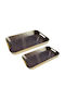 Espiel Decorative Glass Rectangular Tray 32.5x50.7x4.5cm 2 Pieces