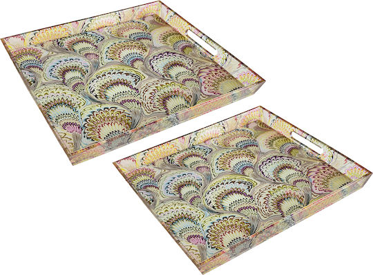 Espiel Διακοσμητικός Δίσκος Γυάλινος 32.7x32.7x3.7cm 2τμχ