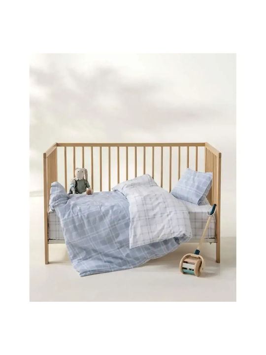 Kentia Baby Cot Sheet Set Cotton Jinu Light Blu...