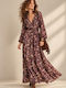 Maxi-Hemdkleid mit Wickeloptik Braun Floral Dress BR