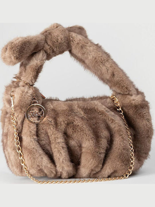 Damenhandtasche aus Gestricktem Stoff mit Fell Puro