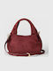 Damenhandtasche / Crossbody-Tasche aus bordeauxfarbenem Wildleder