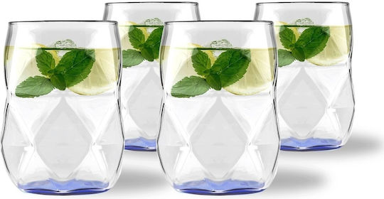 Vialli Design Geo Cocktail Glass Set Blue Glass 450ml 4 Pieces